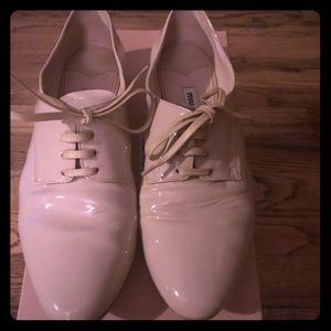 Miu Miu nude with crystals on heel lace ups six 38